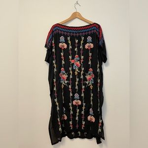 JOHNNY WAS Embroidered Floral Bennet Tunic in chiffon, Color: Black, Size: XL